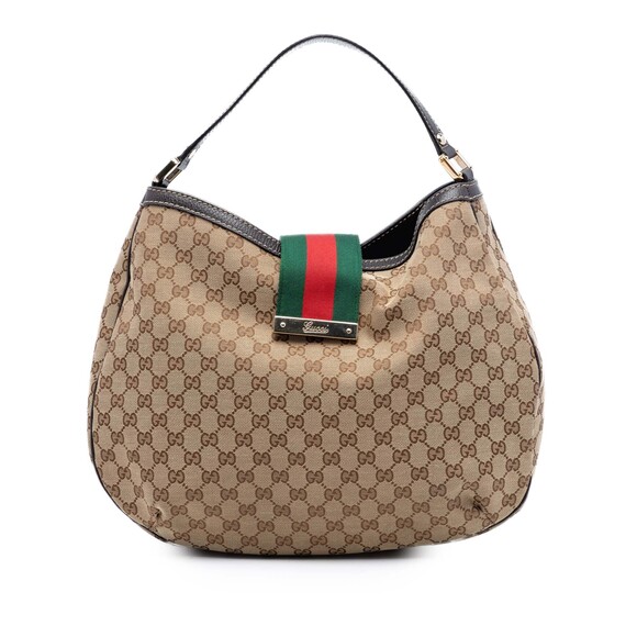 Gucci Handbags - Pre-Loved Gucci Large GG Canvas Web New Ladies Hobo